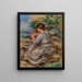 Mädchen in einer Landschaft Junge Mädchen sitzt in einem Garten - Pierre-Auguste Renoir — gerahmtes Bild an der Wand