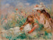 Mädchen im Gras, die einen Blumenstrauß arrangieren - Pierre-Auguste Renoir — Ansicht des Kunstwerks