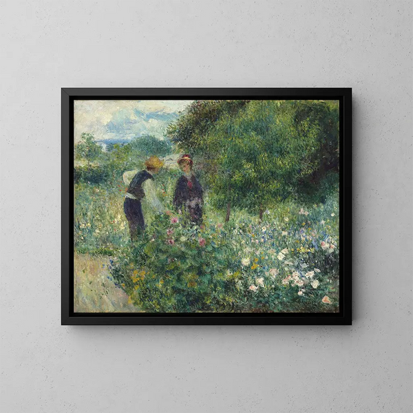 Blumen pflücken - Pierre-Auguste Renoir — gerahmtes Bild an der Wand