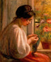 Couturière à la fenêtre - Pierre-Auguste Renoir — Ansicht des Kunstwerks