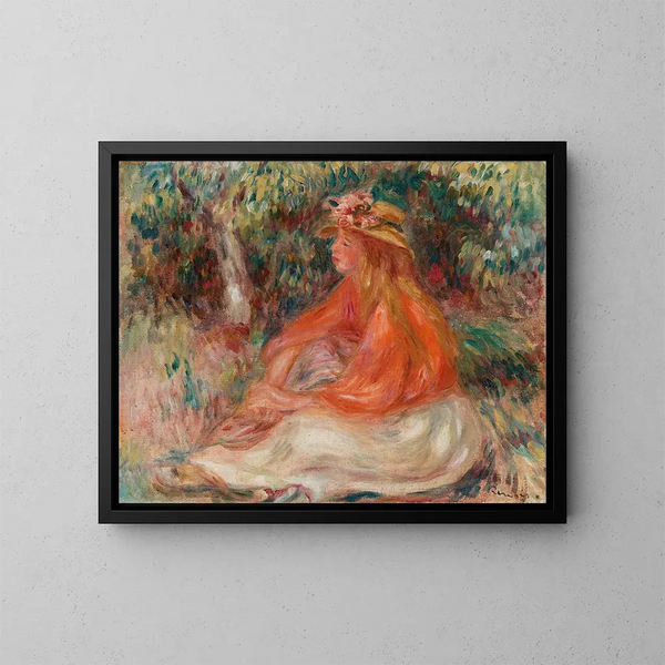 Frau sitzend - Pierre-Auguste Renoir — gerahmtes Bild an der Wand