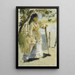 Frau in der Nähe eines Zauns - Pierre-Auguste Renoir — gerahmtes Bild an der Wand