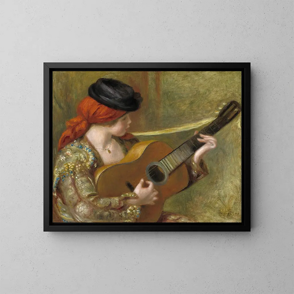 Junge spanische Frau mit Gitarre - Pierre-Auguste Renoir — gerahmtes Bild an der Wand