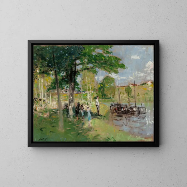 Péniches à Saint-Mammes - Pierre-Eugène Montzin — gerahmtes Bild an der Wand