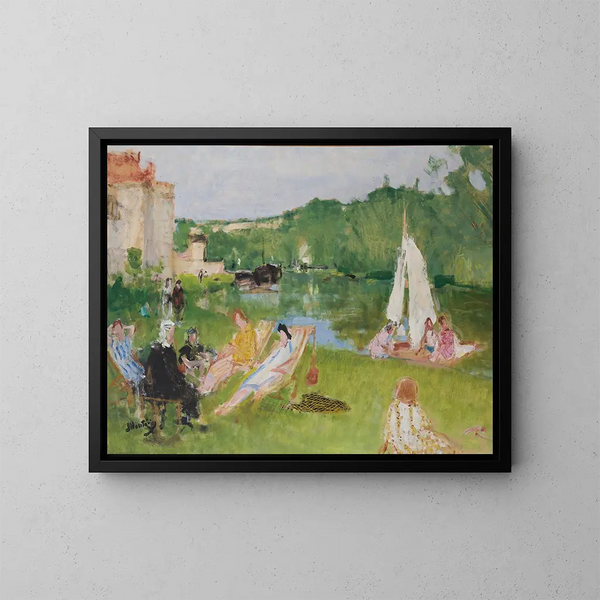 Repos am Ufer der Seine - Pierre-Eugène Montzin — gerahmtes Bild an der Wand