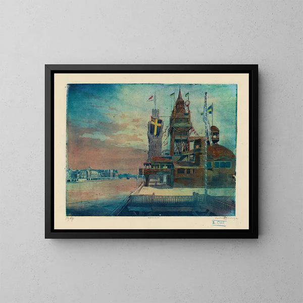 Das Pavillon Schweden und Norwegen - Pierre-Marcel Roy — gerahmtes Bild an der Wand