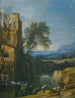 Ein Flusslandschaft mit einem Wassermühle links und Figuren mit einem Esel im Vordergrund - Pierre Antoine Patel der Jüngere — Ansicht des Kunstwerks