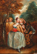 Eine Szene aus der Commedia dell'Arte mit Colombine, Harlequin und Pierrot - Pierre Antoine Quillard — Ansicht des Kunstwerks