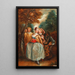 Eine Szene aus der Commedia dell'Arte mit Colombine, Harlequin und Pierrot - Pierre Antoine Quillard — gerahmtes Bild an der Wand