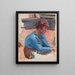 Frau nachdenklich im blauen Korsett - Pierre Bonnard — gerahmtes Bild an der Wand