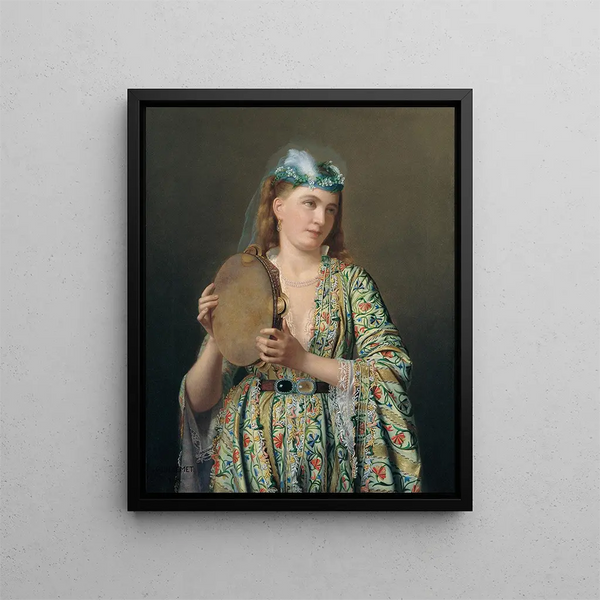 Pierre Dsir Guillemet - Portrait of a Lady of the Court Playing the Tambourine.webp
