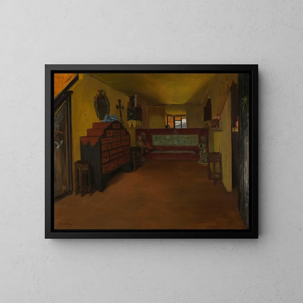 Die Schlafzimmer von Victor Hugo in Hauteville House - Pierre Georges Jeanniot — gerahmtes Bild an der Wand