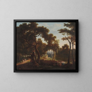 Pierre Jean Boquet - Landscape with laundresses at the waterside.webp