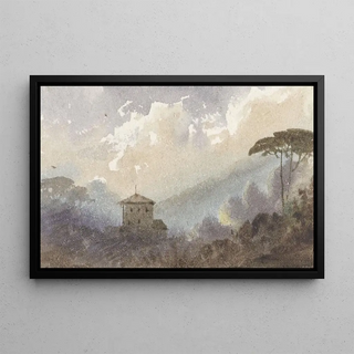 Pierre Luc Charles Cicri - Landhuis tussen de bossen in een berglandschap.webp
