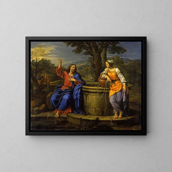 Der Christus und die Samariterin - Pierre Mignard — gerahmtes Bild an der Wand