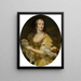 Portrait einer Dame in allegorischer Kleidung, die eine Schale mit Perlen hält - Pierre Mignard — gerahmtes Bild an der Wand