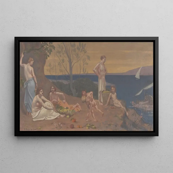 Sanfte Ländliche Erde angenehm - Pierre Puvis de Chavannes — gerahmtes Bild an der Wand