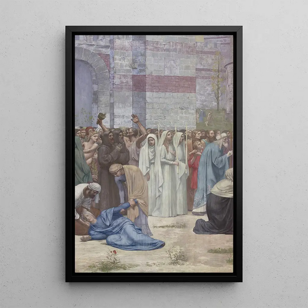 Sainte Geneviève versorgt Paris während der Belagerung - Pierre Puvis de Chavannes — gerahmtes Bild an der Wand