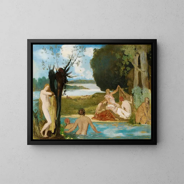 Skizze für den Sommer: Das Bad - Pierre Puvis de Chavannes — gerahmtes Bild an der Wand