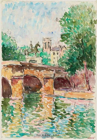 Pierre de Belay - Le PontNeuf et la statue de Henri IV vus du quai des Grands Augustins.webp