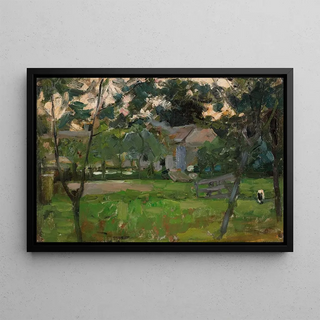 Piet Mondrian - Boerenerf in het Gooi geflankeerd door jonge boompjes Farmyard in Het Gooi flanked by saplings.webp