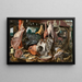 Ein Fleischstand mit der Heiligen Familie, die Almosen gibt, vom Metzgerstand - Pieter Aertsen — gerahmtes Bild an der Wand