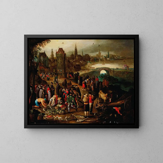 Pieter Brueghel III - A fish market before a city on the water.webp