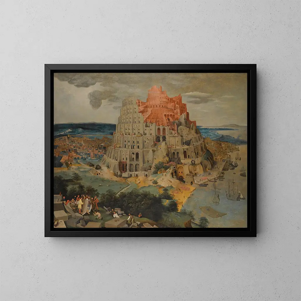 Die Turm von Babel - Pieter Brueghel der Jüngere — gerahmtes Bild an der Wand