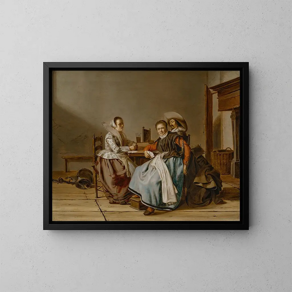 Spieler bei Kartenspielen in einem Interieur - Pieter Codde — gerahmtes Bild an der Wand