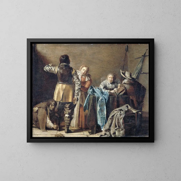 Innenansicht des Wachhauses - Pieter Codde — gerahmtes Bild an der Wand