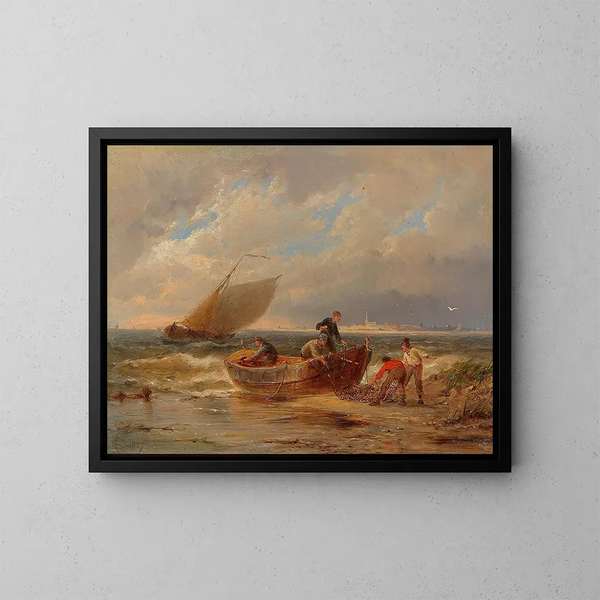 Fischer, die ankommen - Pieter Cornelis Dommersen — gerahmtes Bild an der Wand