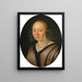 Portrait einer Dame im Bust mit Perlenohrringen und Halskette - Pieter Cornelisz van Slingelandt — gerahmtes Bild an der Wand