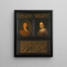 Portraits eines Mannes und einer Frau eingerahmt von zwei Miniaturen eines ornamentalen Frieses mit Muschelmotiv und einem Triumphzug der Amphitrite - Pieter Cornelisz van Slingelandt — gerahmtes Bild an der Wand