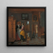 Innenansicht mit Frauen neben einem Wäschekasten - Pieter De Hooch — gerahmtes Bild an der Wand