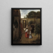 Frau und Kind in einem Hof - Pieter de Hooch — gerahmtes Bild an der Wand