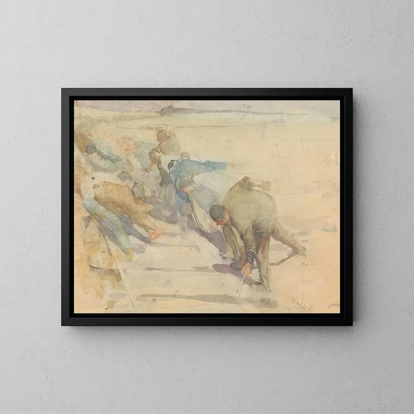 Arbeiter beim Abbau von Schienen - Pieter Josselin de Jong — gerahmtes Bild an der Wand