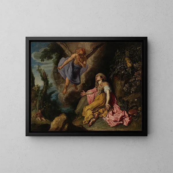 Hagar und der Engel - Pieter Lastman — gerahmtes Bild an der Wand