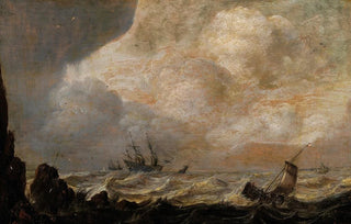 Pieter Mulier the Elder - Ships near the coast on a rough sea.webp