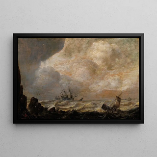 Pieter Mulier the Elder - Ships near the coast on a rough sea.webp