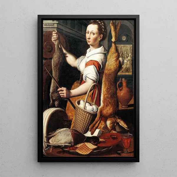 Servante de cuisine - Pieter Pietersz — gerahmtes Bild an der Wand
