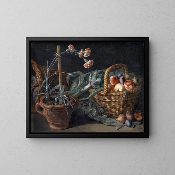 Obstkorb und Nelken - Pieter Snyers — gerahmtes Bild an der Wand