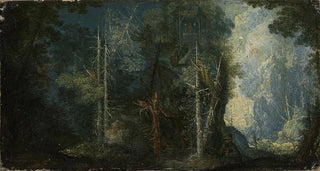 Pieter Stevens - Forest Landscape with Hermitage.webp