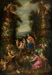 Die Heilige Familie mit dem kleinen Johannes dem Täufer, umgeben von einer Girlande aus Blumen, Gemüse und Früchten - Pieter van Avont — Ansicht des Kunstwerks