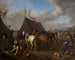 Szenen eines Lagerfeuers mit einer Frau links am Lagerfeuer - Pieter van Bloemen — Ansicht des Kunstwerks