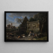 Landschaftsgemälde mit alten Ruinen und einer ruhenden Herde im Vordergrund - Pieter van Bloemen — gerahmtes Bild an der Wand