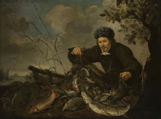 Pieter van Noort - Fisherman with fish in the net.webp