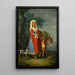 Junge Frau in traditioneller neapolitanischer Tracht in einer Landschaft mit einem Jungen und einem Esel - Pietro Fabris — gerahmtes Bild an der Wand