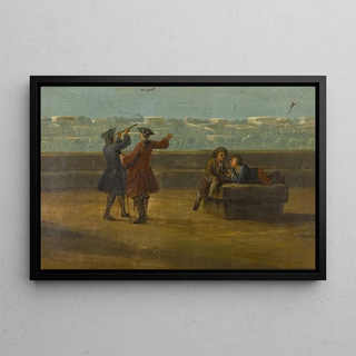 Pietro Fabris - Naples a view over Il Miglio doro with figures on a terrace with a telescope.webp
