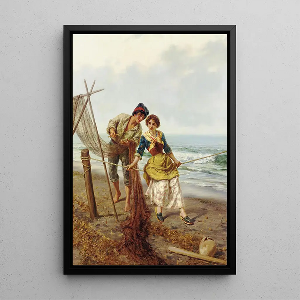 Der Fischer-Netz - Pietro Gabrini — gerahmtes Bild an der Wand