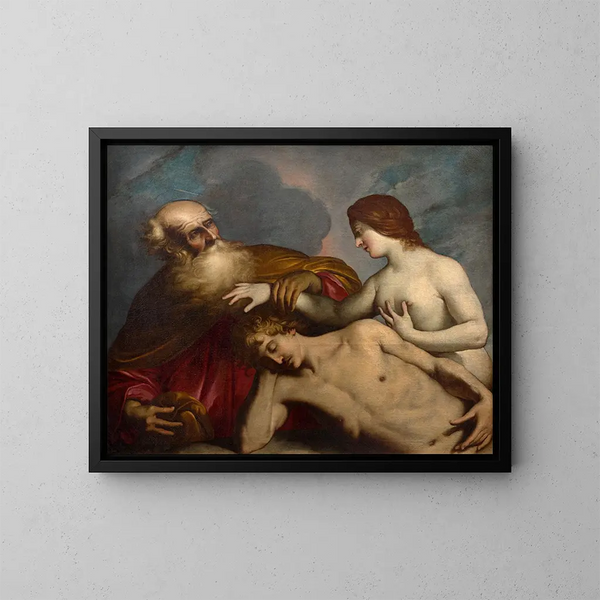 Schöpfung Adams und Evas - Pietro Ricchi — gerahmtes Bild an der Wand
